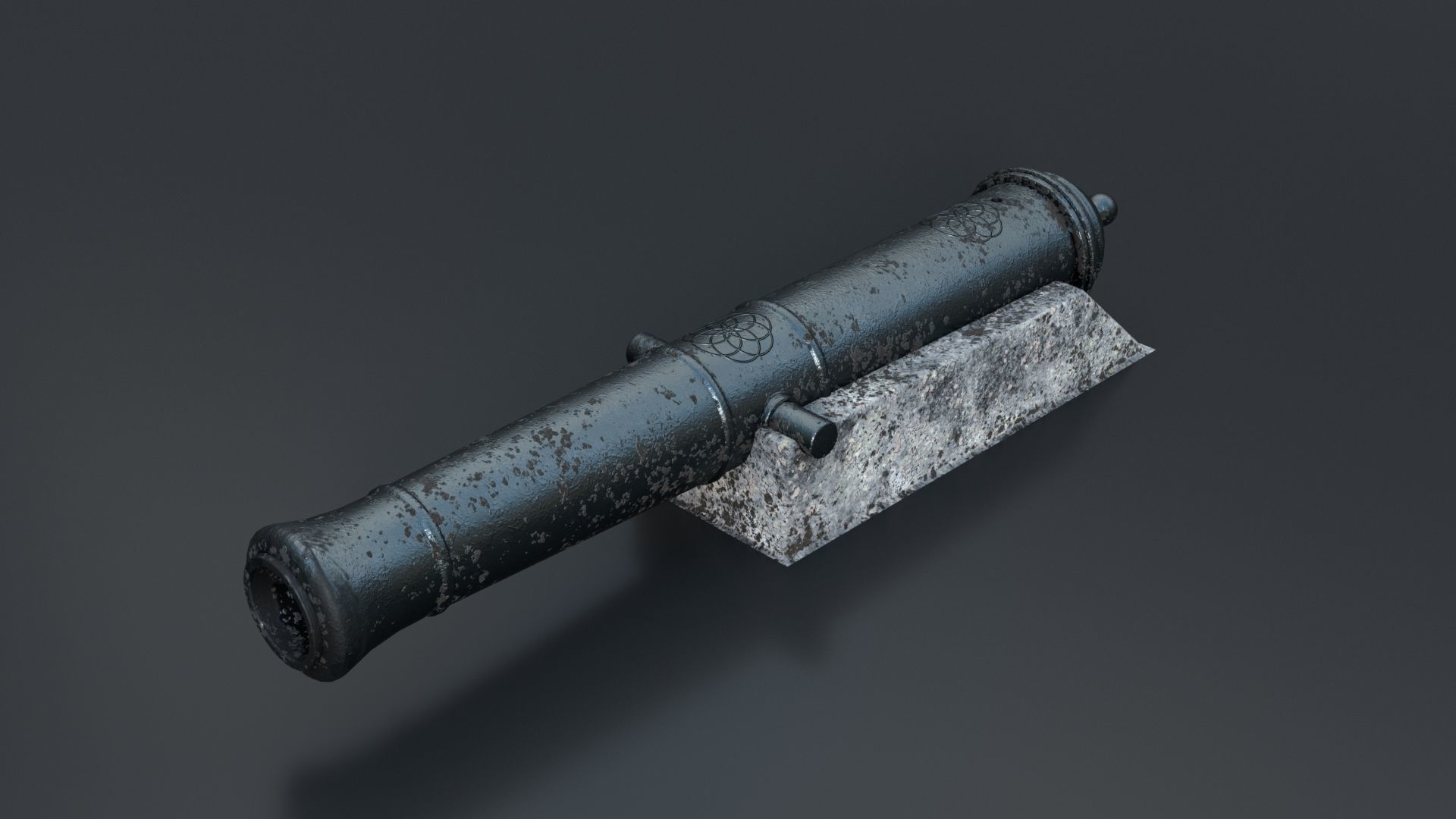 Medieval Fortress Cannon PBR 3D model_5