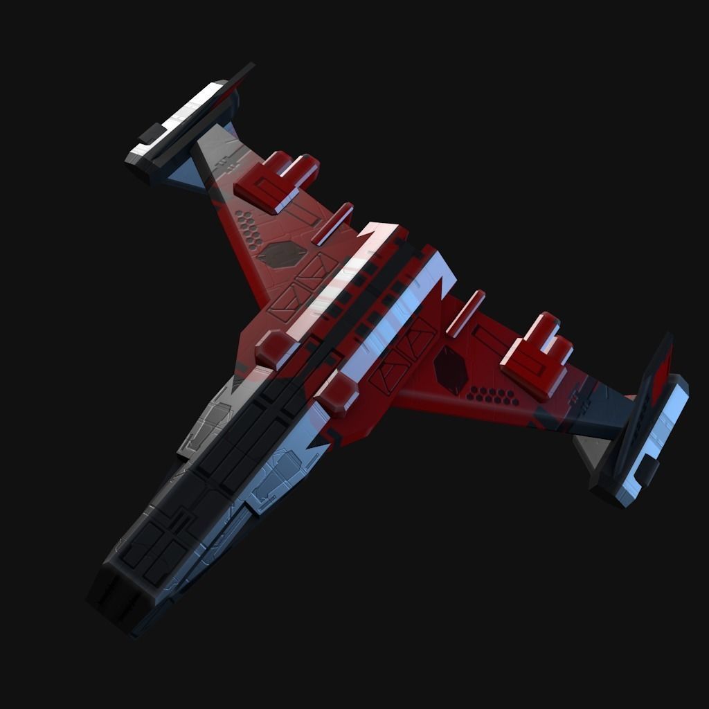 Low Poly Spaceship collection Low-poly 3D model_12