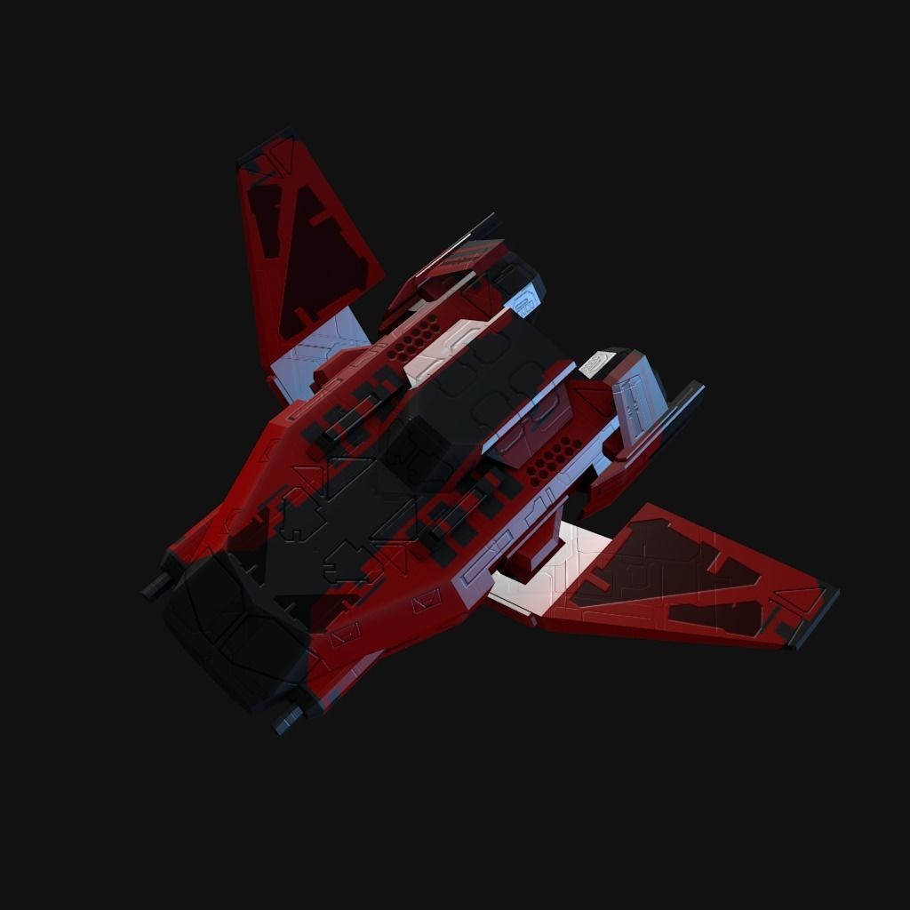 Low Poly Spaceship collection Low-poly 3D model_15