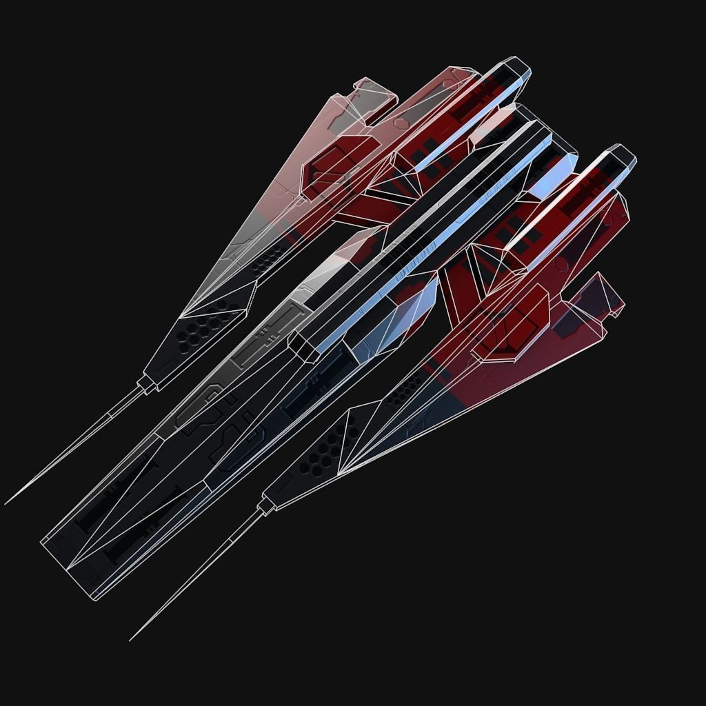 Low Poly Spaceship collection Low-poly 3D model_22