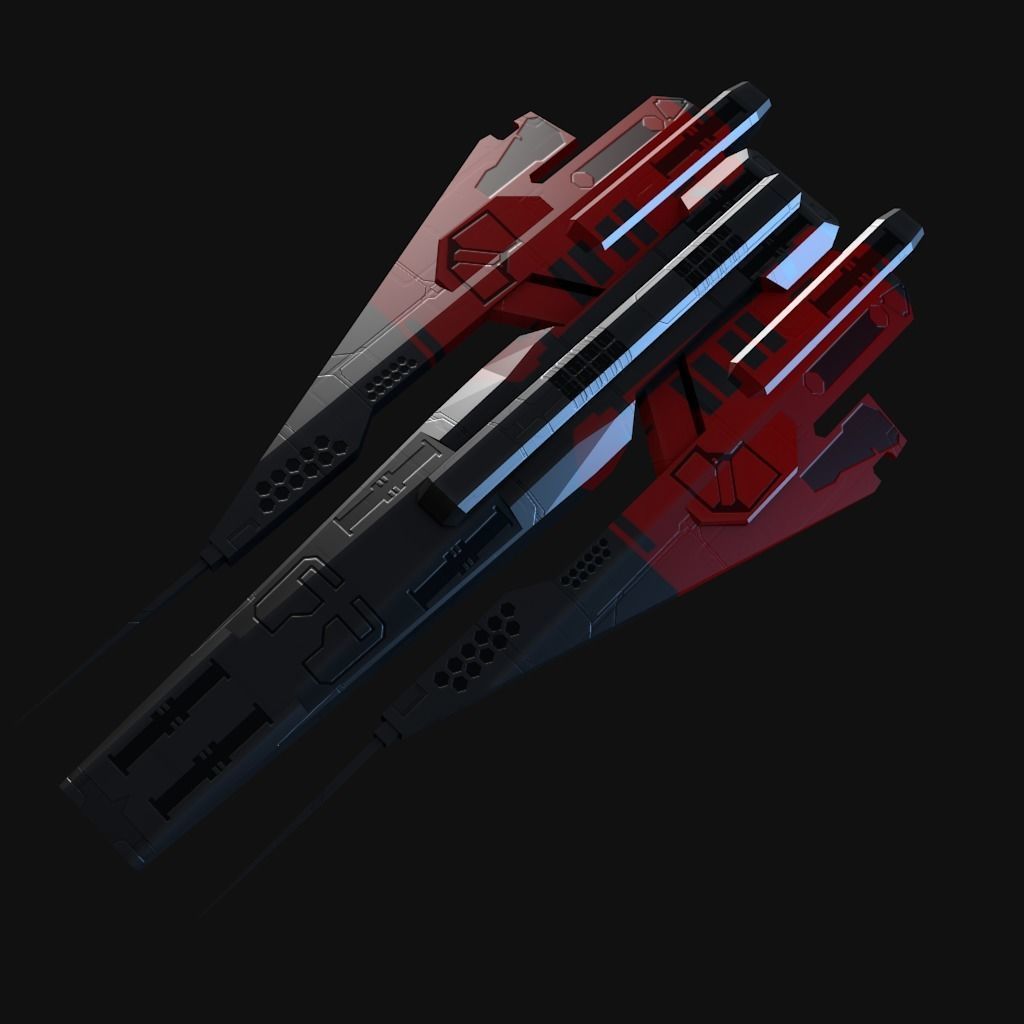 Low Poly Spaceship collection Low-poly 3D model_13