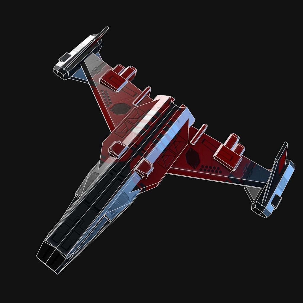 Low Poly Spaceship collection Low-poly 3D model_27