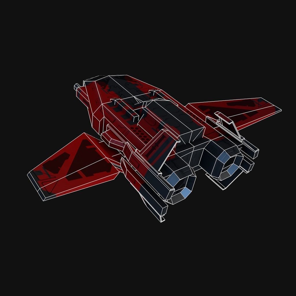 Low Poly Spaceship collection Low-poly 3D model_25