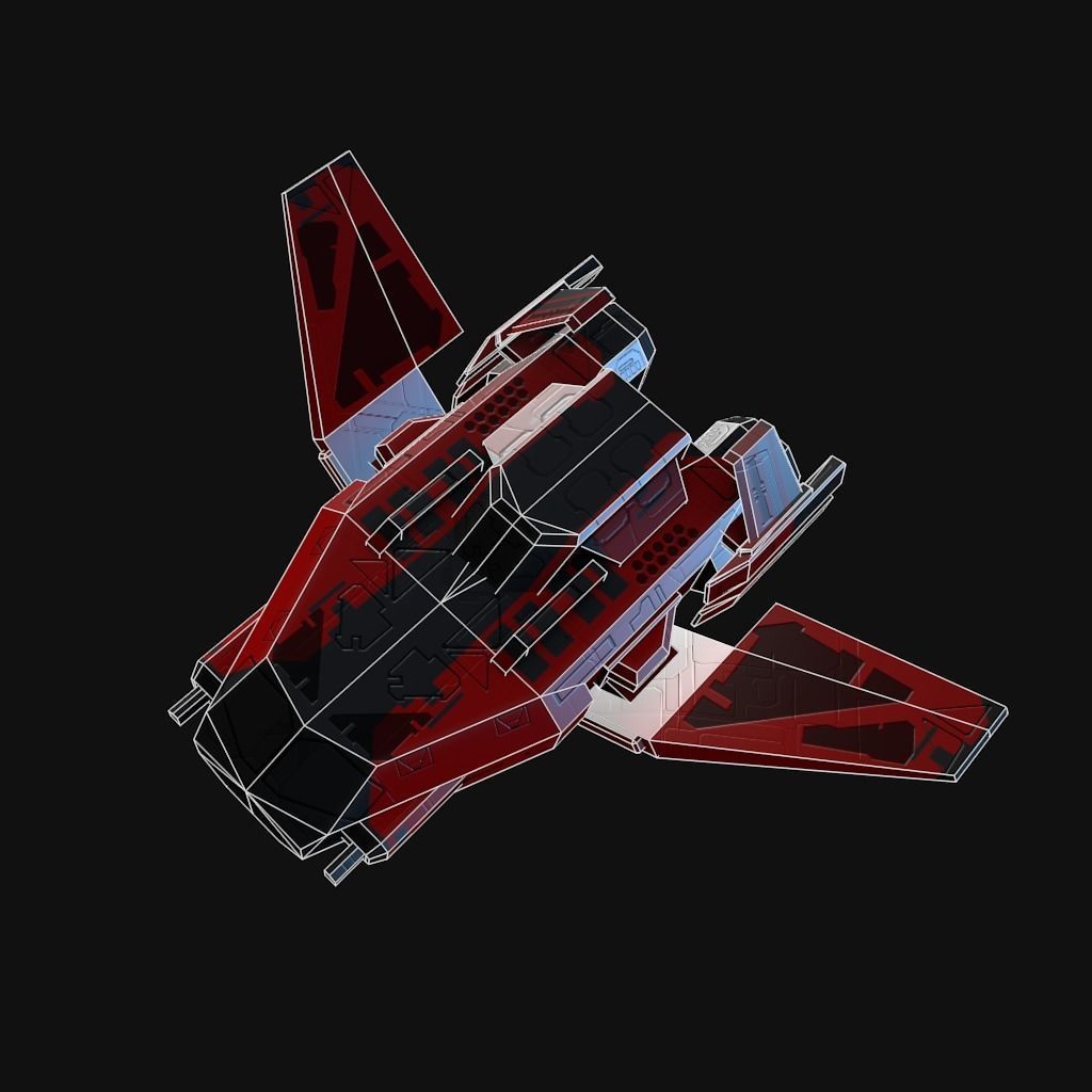 Low Poly Spaceship collection Low-poly 3D model_23