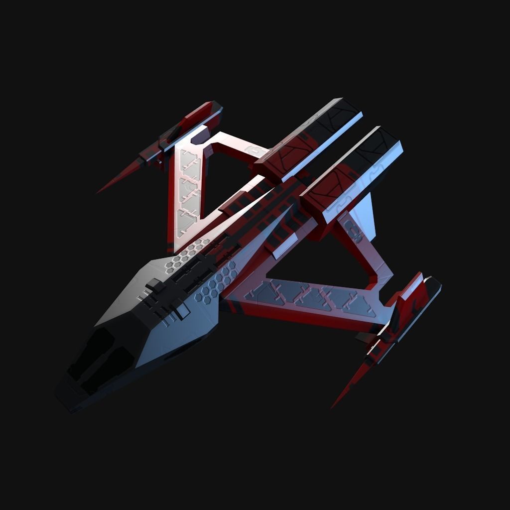 Low Poly Spaceship collection Low-poly 3D model_10