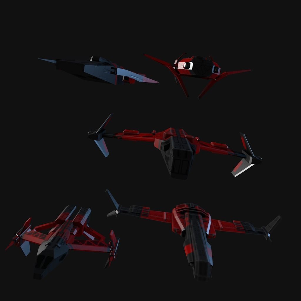 Low Poly Spaceship collection Low-poly 3D model_11