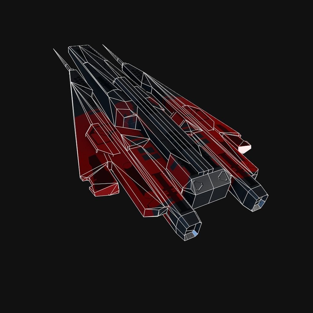Low Poly Spaceship collection Low-poly 3D model_26