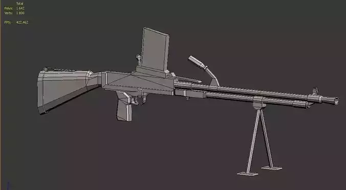 Manual machine gun Low-poly 3D model
