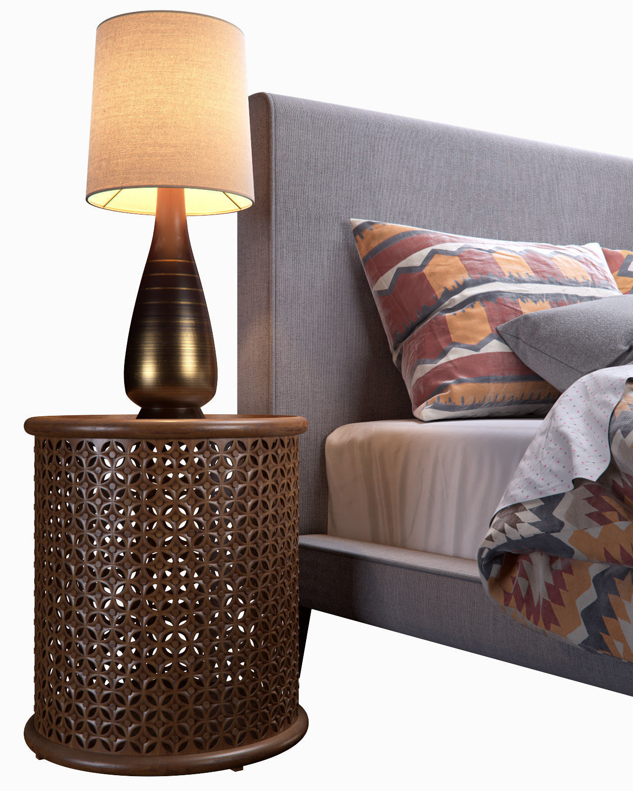 West Elm Mod Upholstered Bed 3D model_3