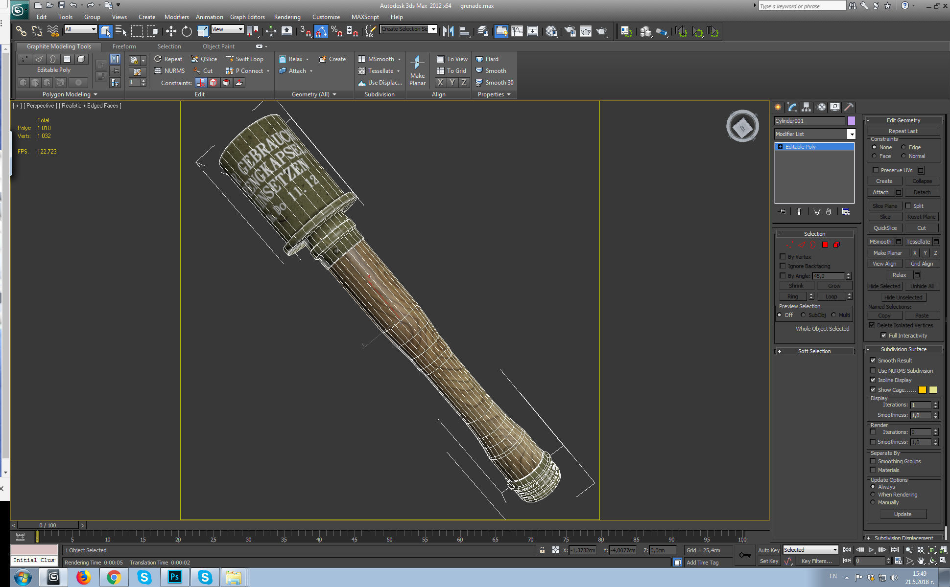 grenade WW2 Low-poly 3D model_9