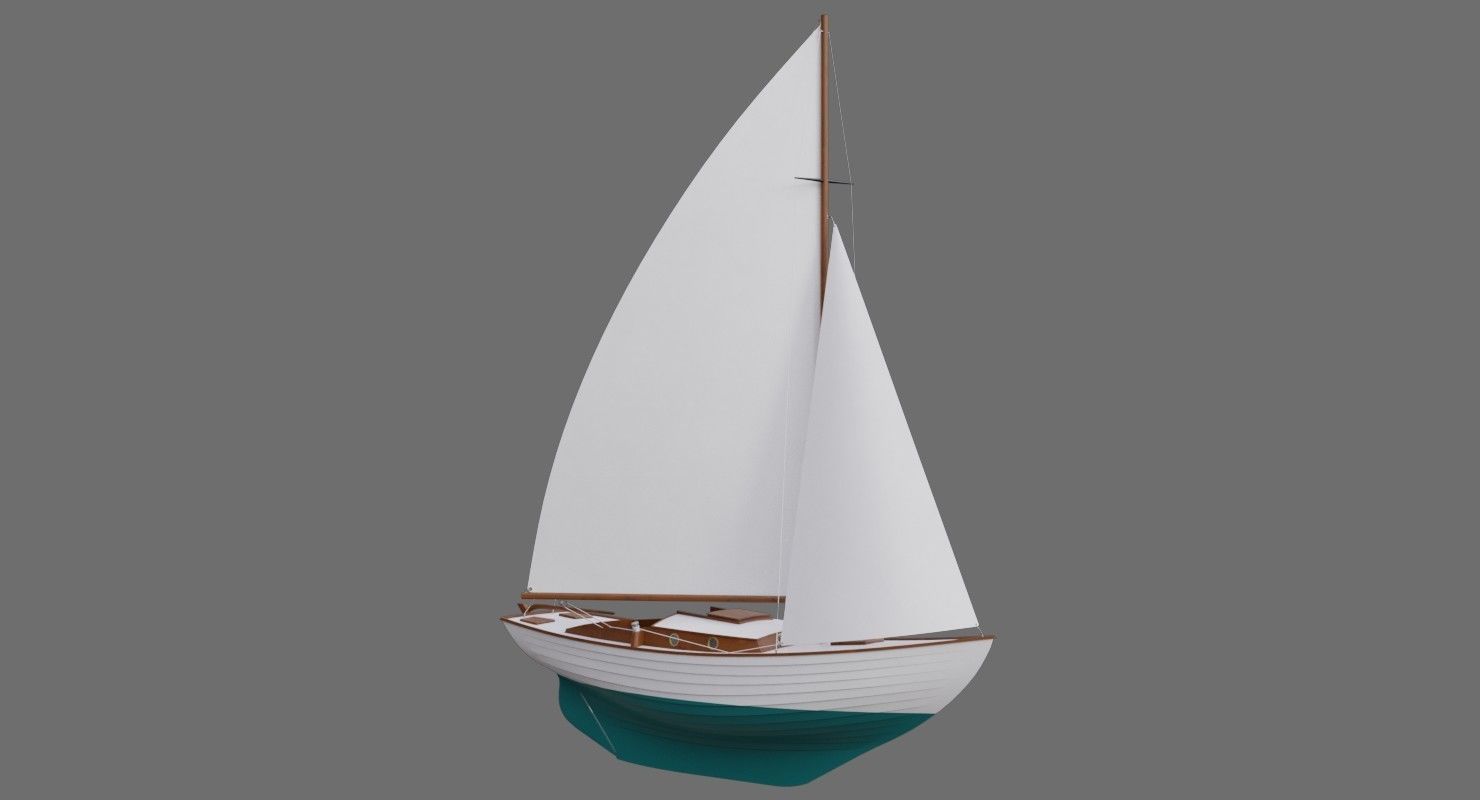 Sailboat 1A Low-poly 3D model_1