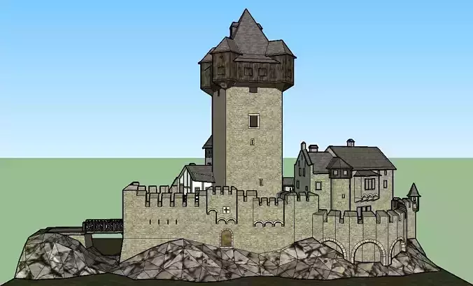 Medieval Castle VR - AR - low-poly - Papercraft model Low-poly 3D model