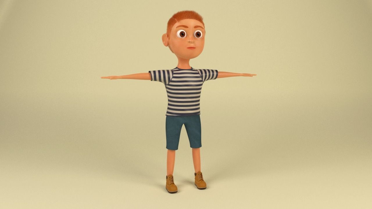 Cartoon Boy  Low-poly 3D model_3