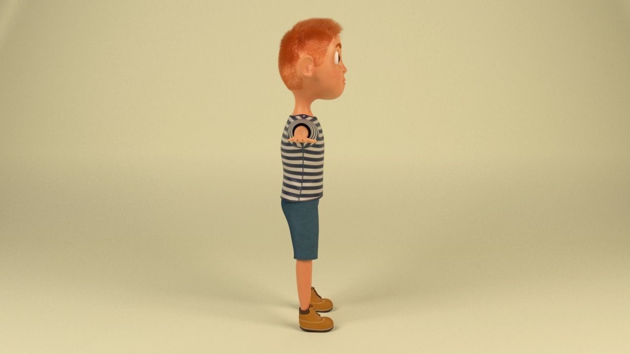 Cartoon Boy  Low-poly 3D model_7