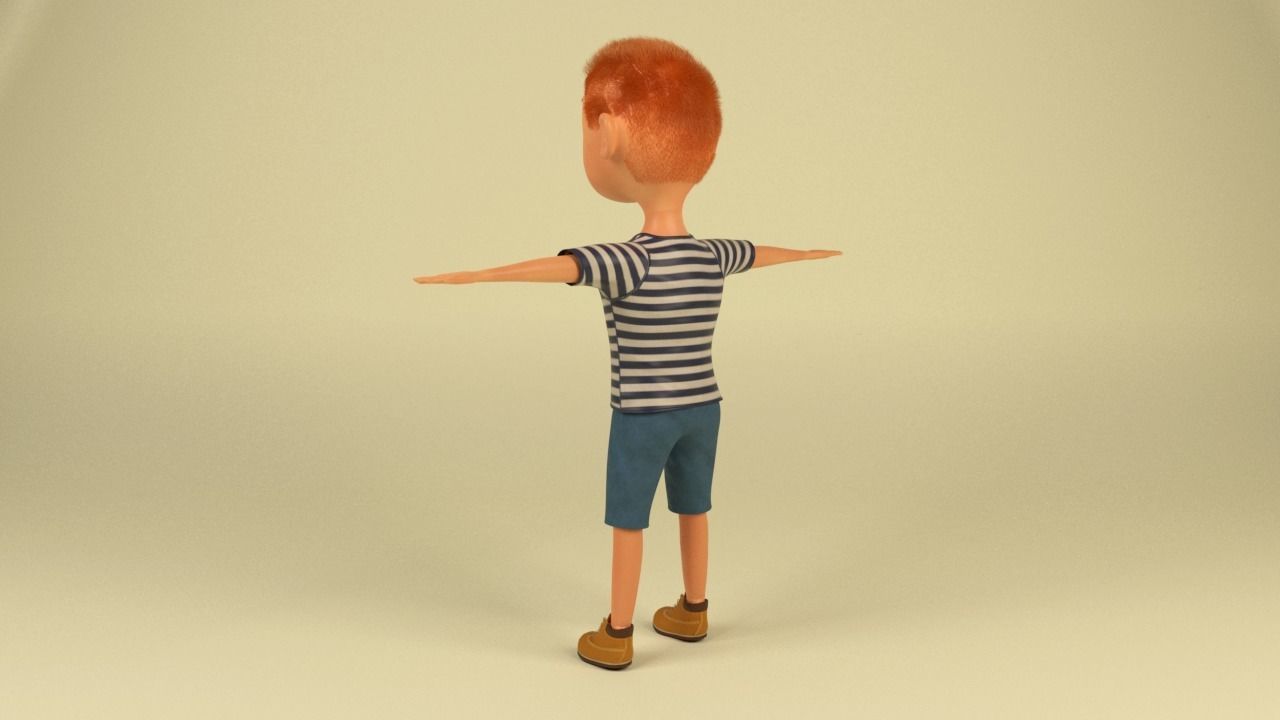 Cartoon Boy  Low-poly 3D model_11