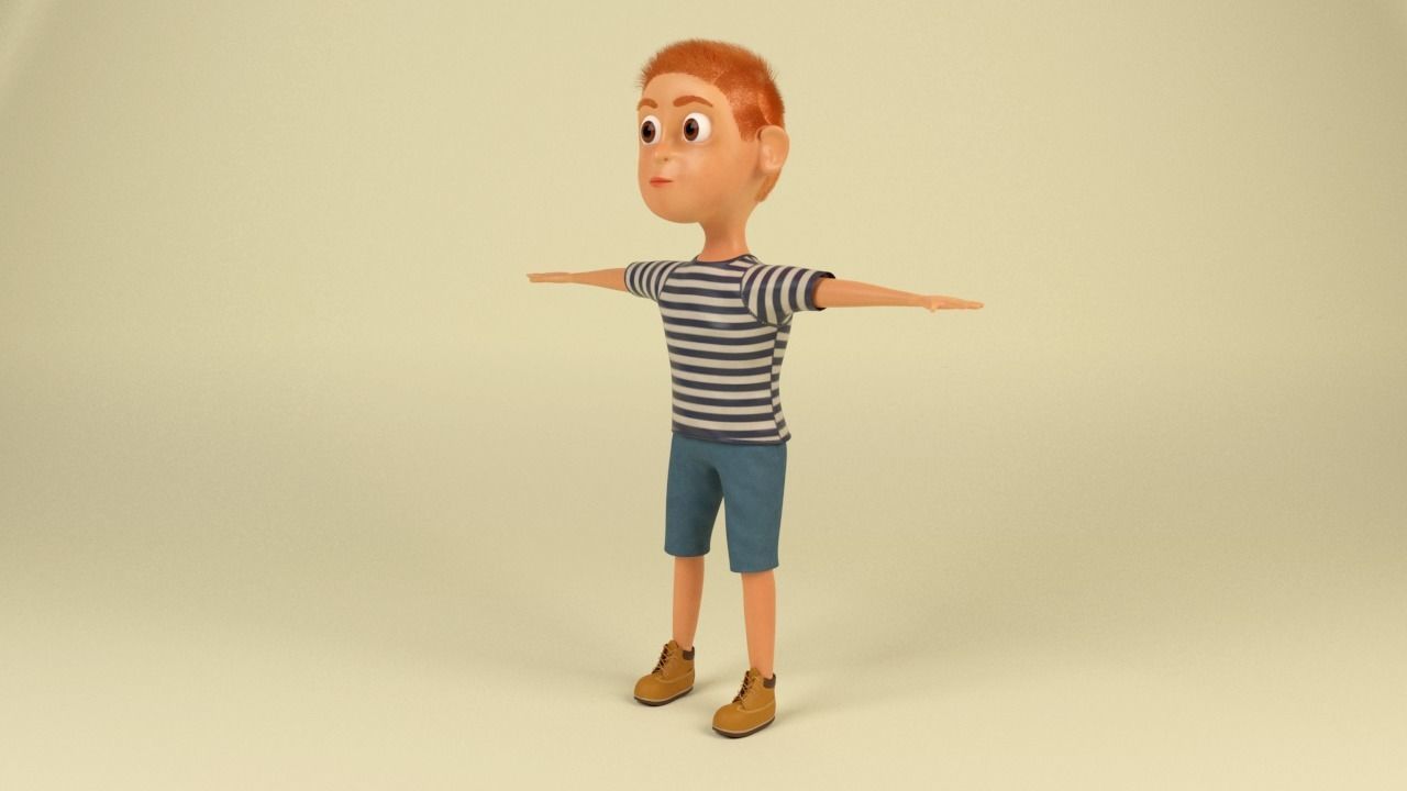 Cartoon Boy  Low-poly 3D model_13