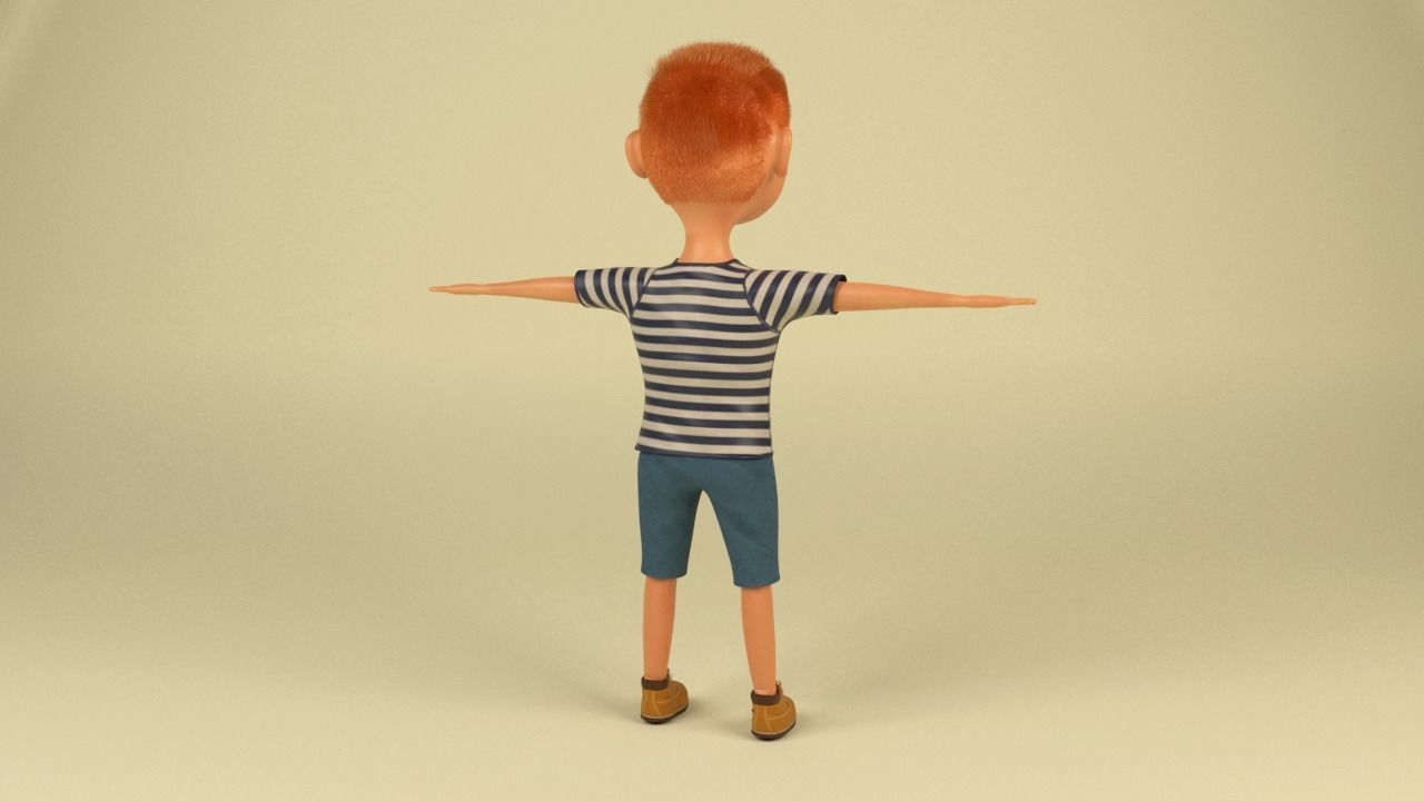 Cartoon Boy  Low-poly 3D model_9