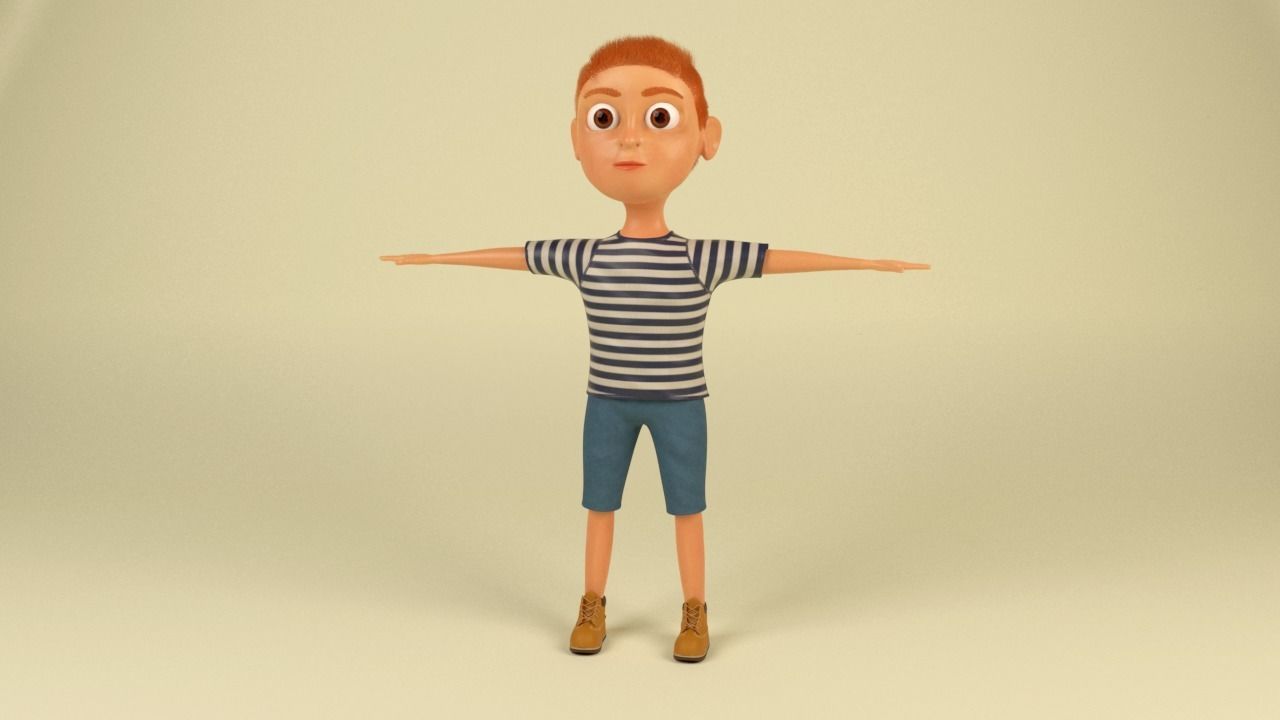 Cartoon Boy  Low-poly 3D model_14