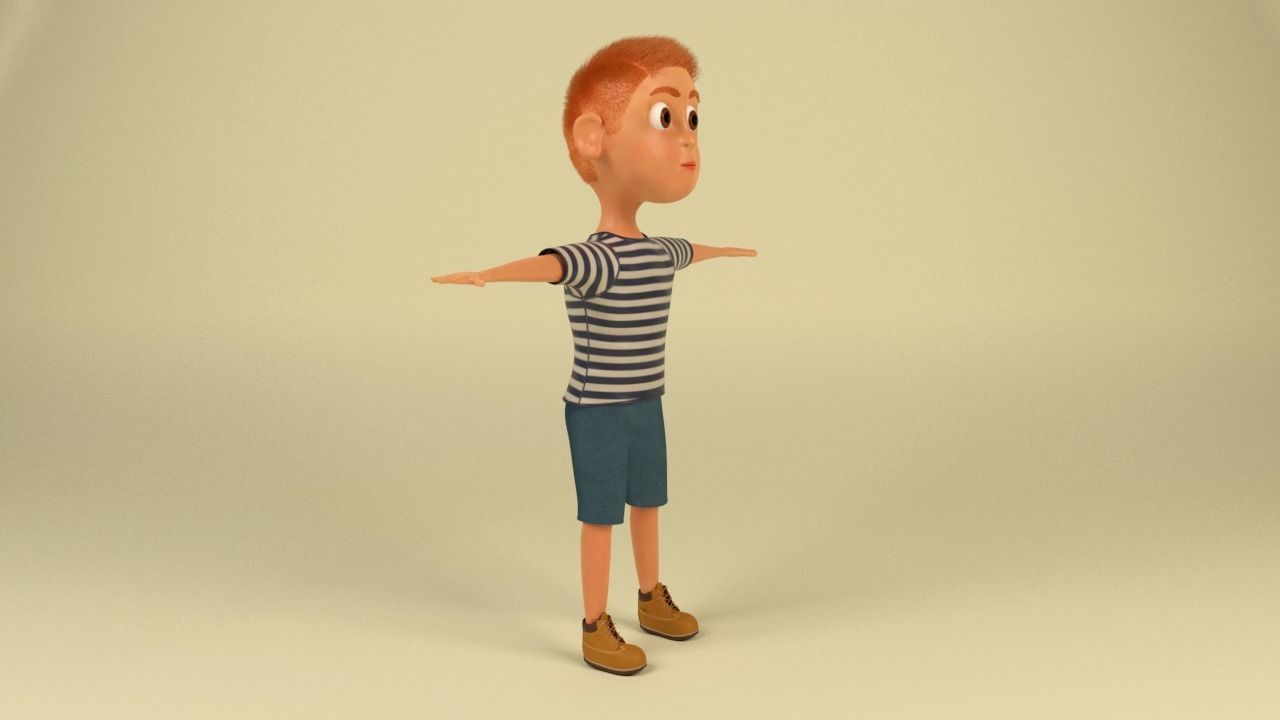 Cartoon Boy  Low-poly 3D model_5