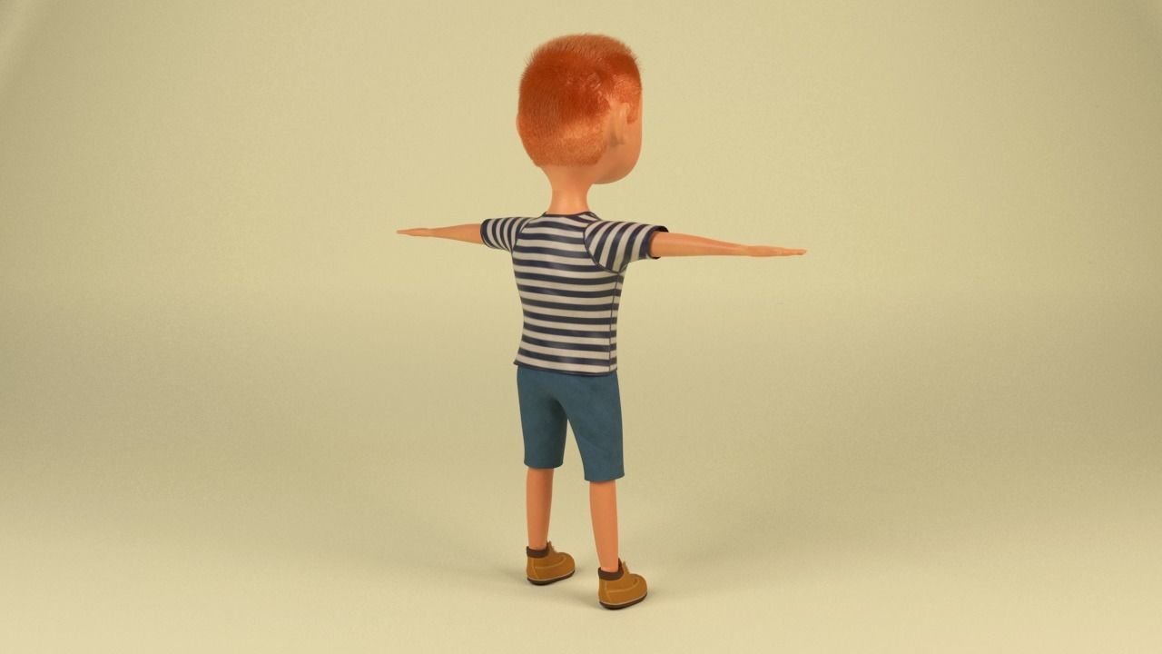 Cartoon Boy  Low-poly 3D model_8