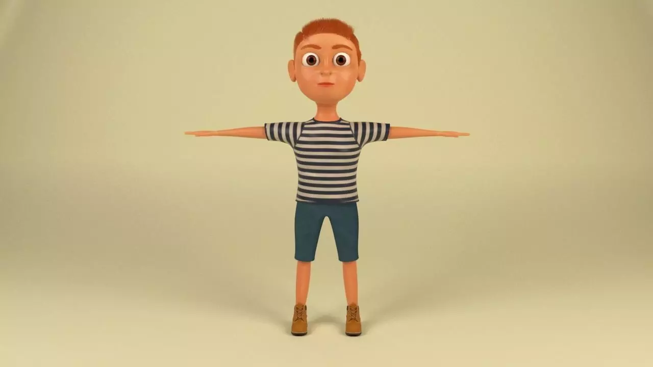 Cartoon Boy  Low-poly 3D model_0