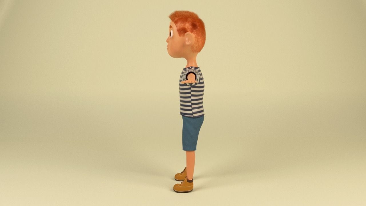 Cartoon Boy  Low-poly 3D model_12