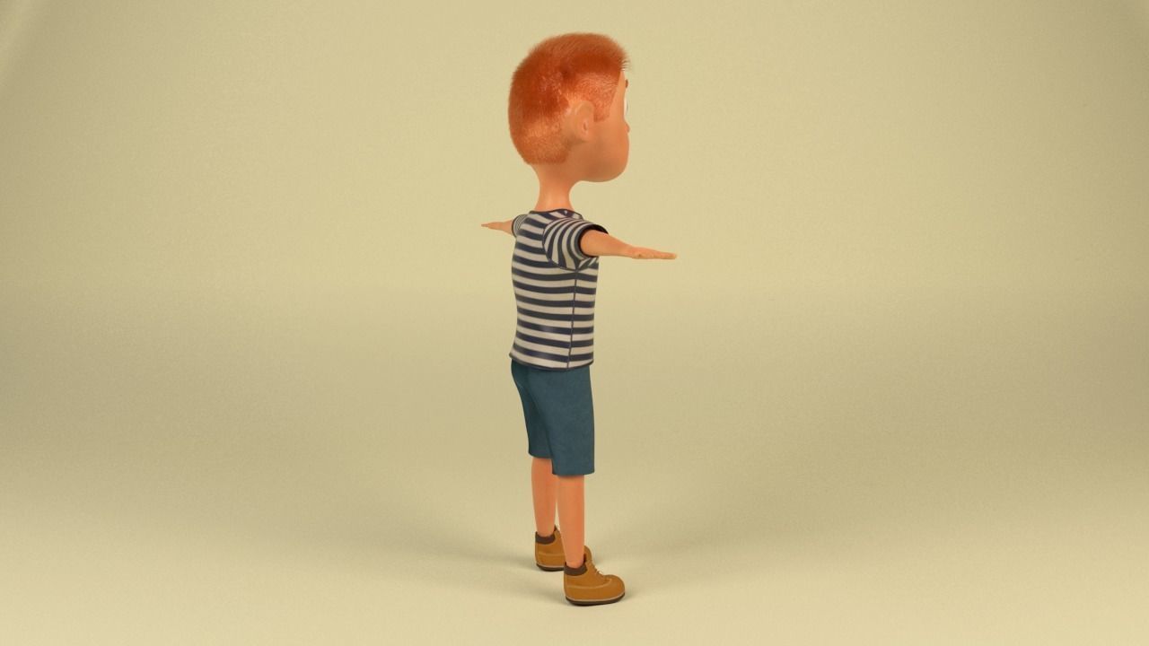 Cartoon Boy  Low-poly 3D model_6