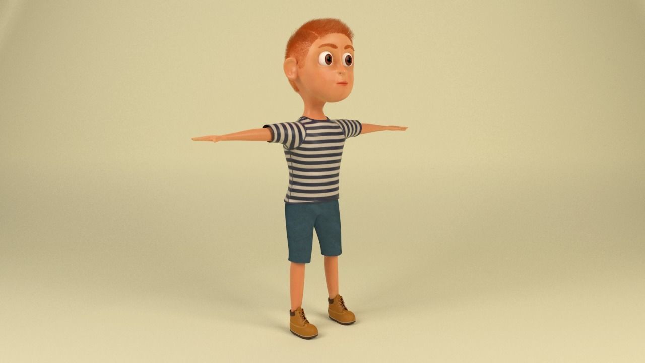 Cartoon Boy  Low-poly 3D model_4