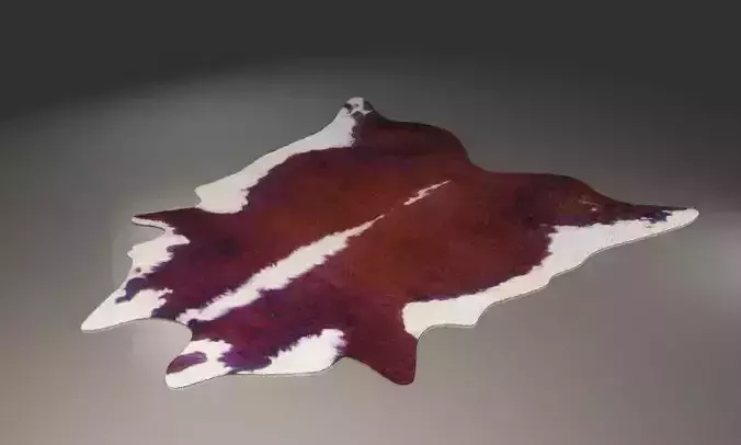 Natural Cow Skin Hides Fur and Leather Rug 3D model