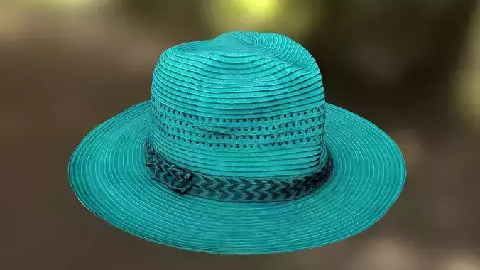 Hat low-poly 3D model teal