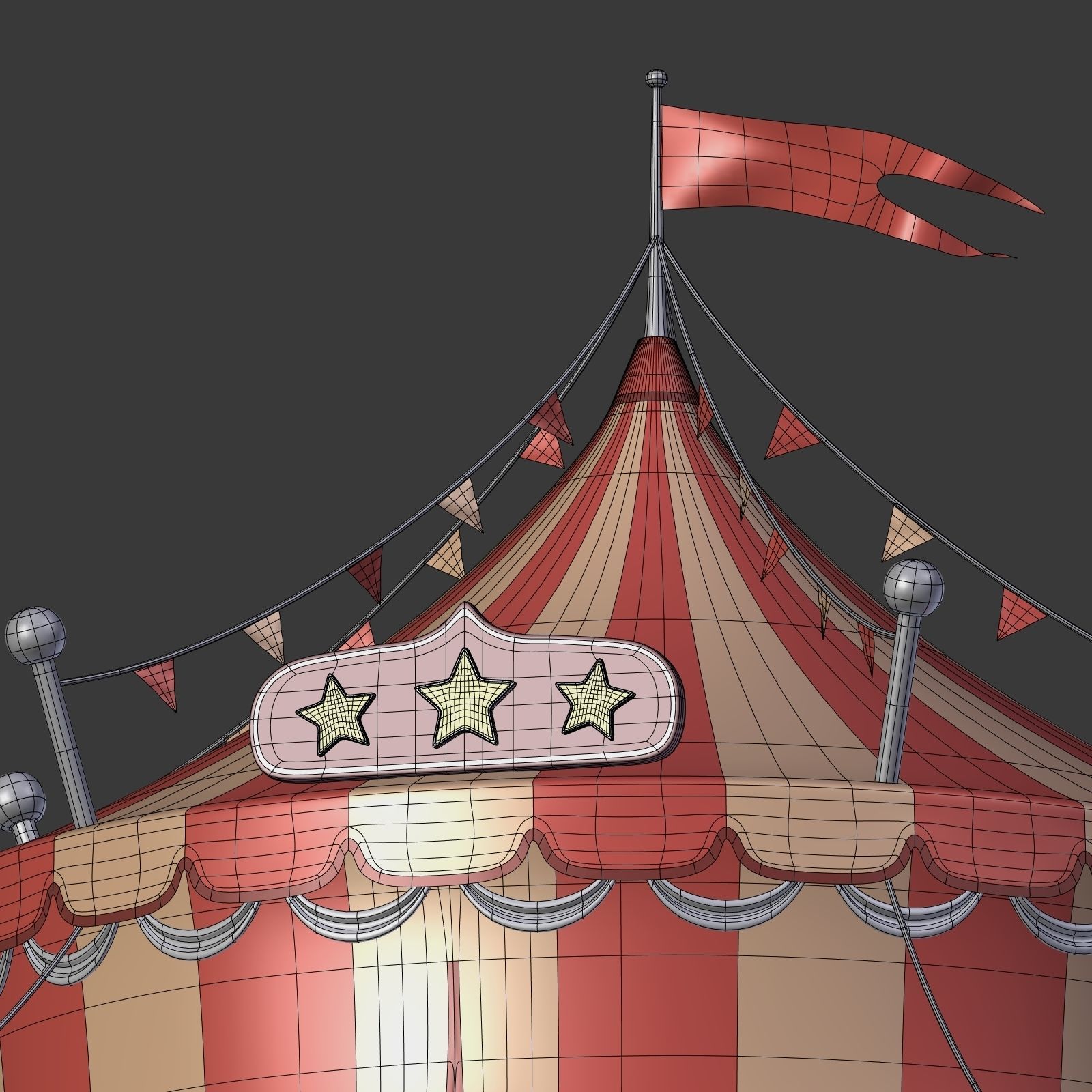 Circus Tent Low-poly 3D model_11