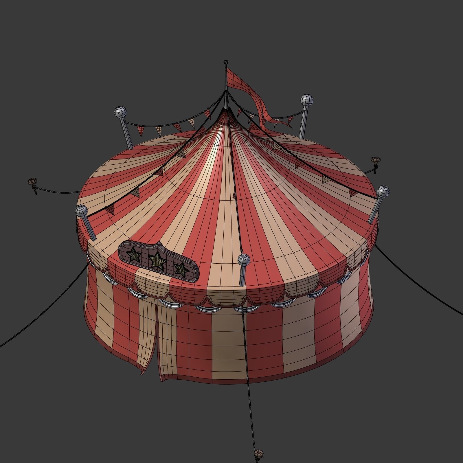 Circus Tent Low-poly 3D model_5