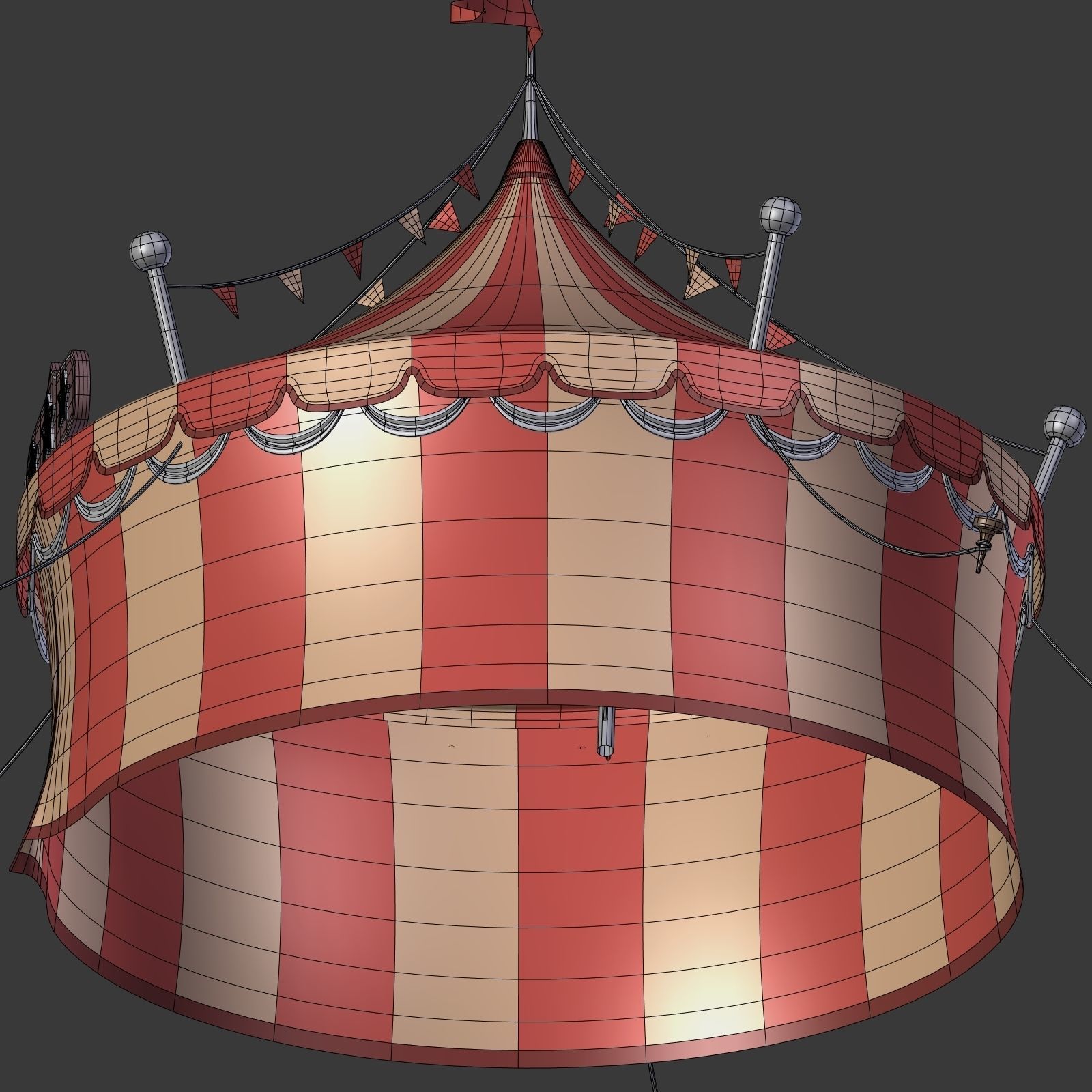 Circus Tent Low-poly 3D model_13