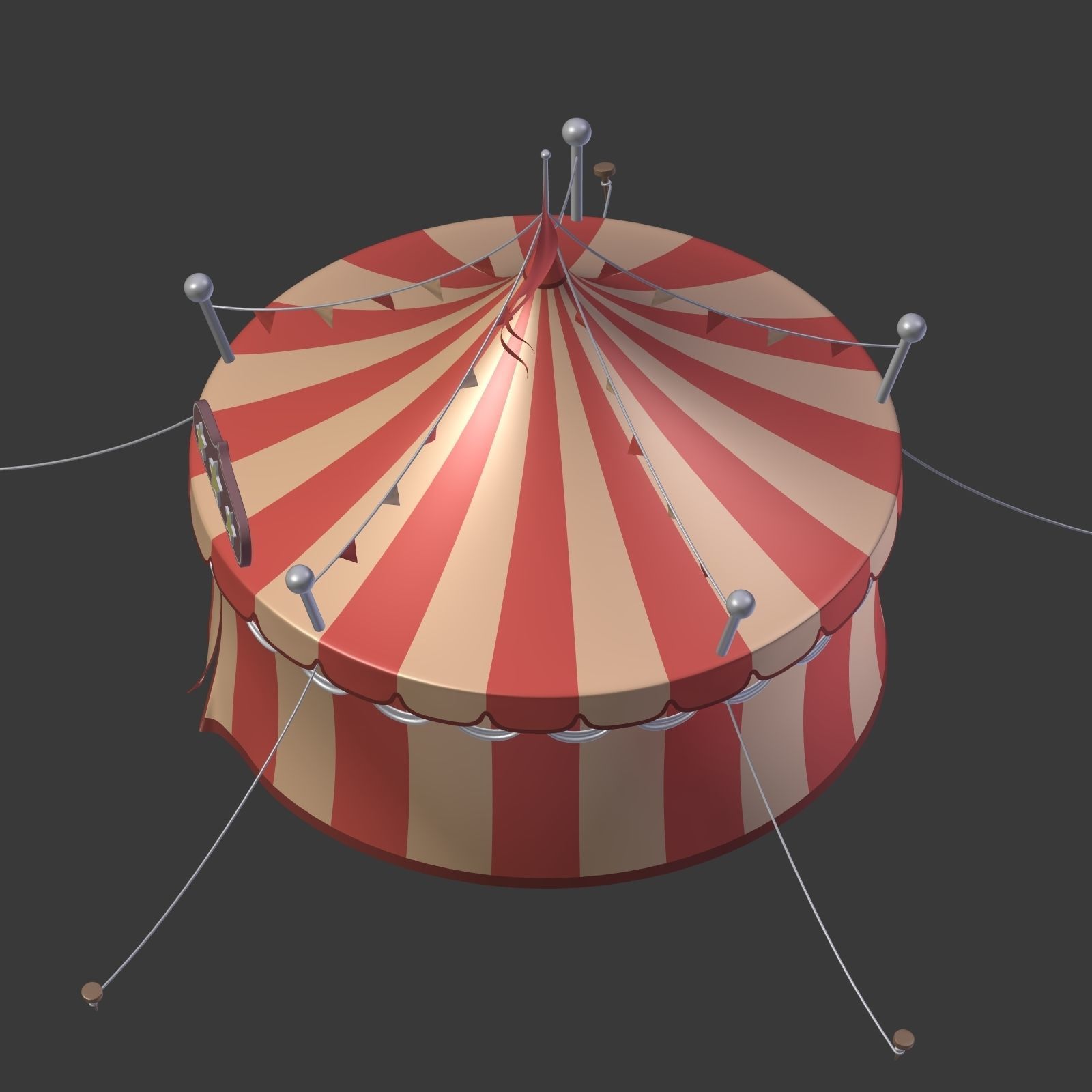 Circus Tent Low-poly 3D model_14