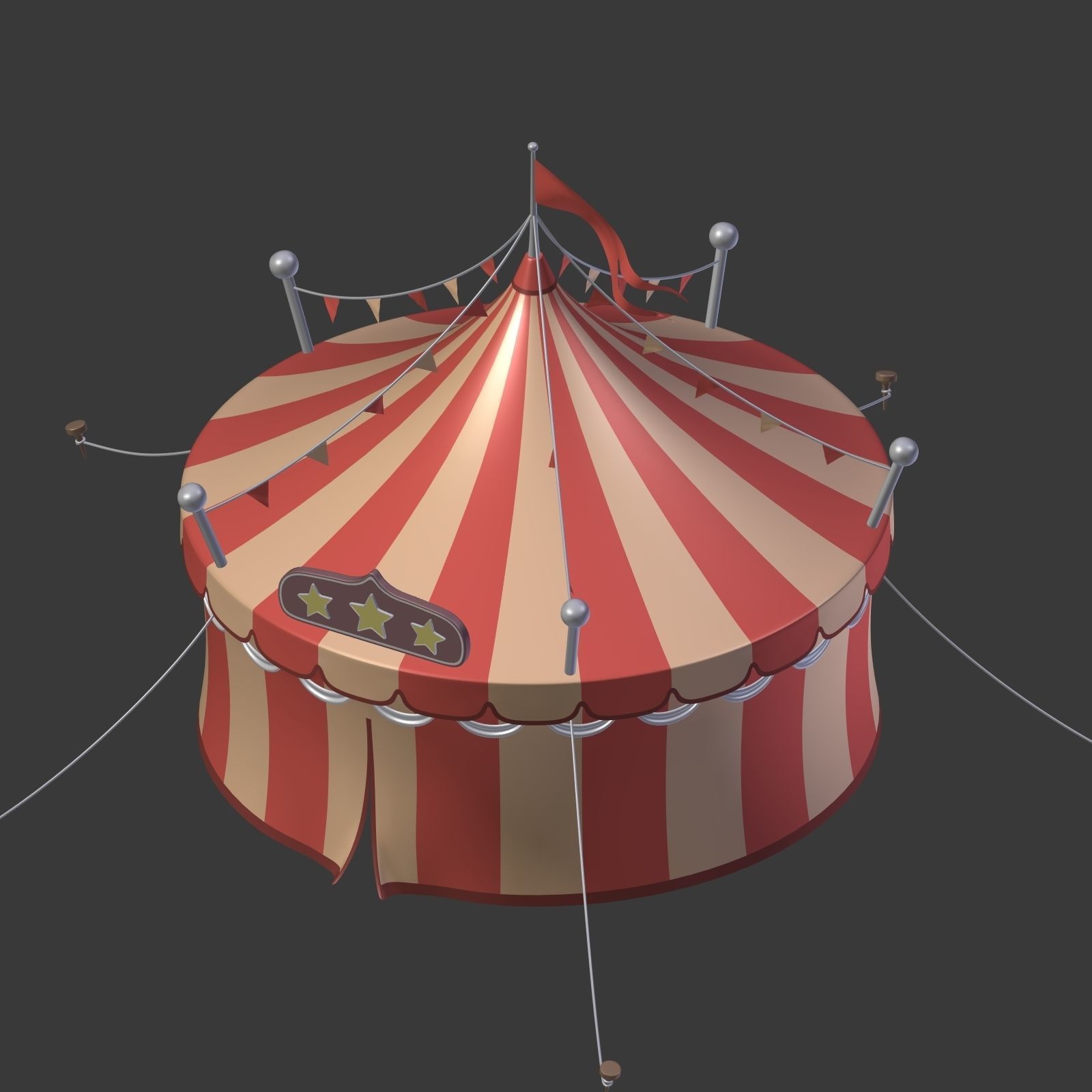 Circus Tent Low-poly 3D model_4