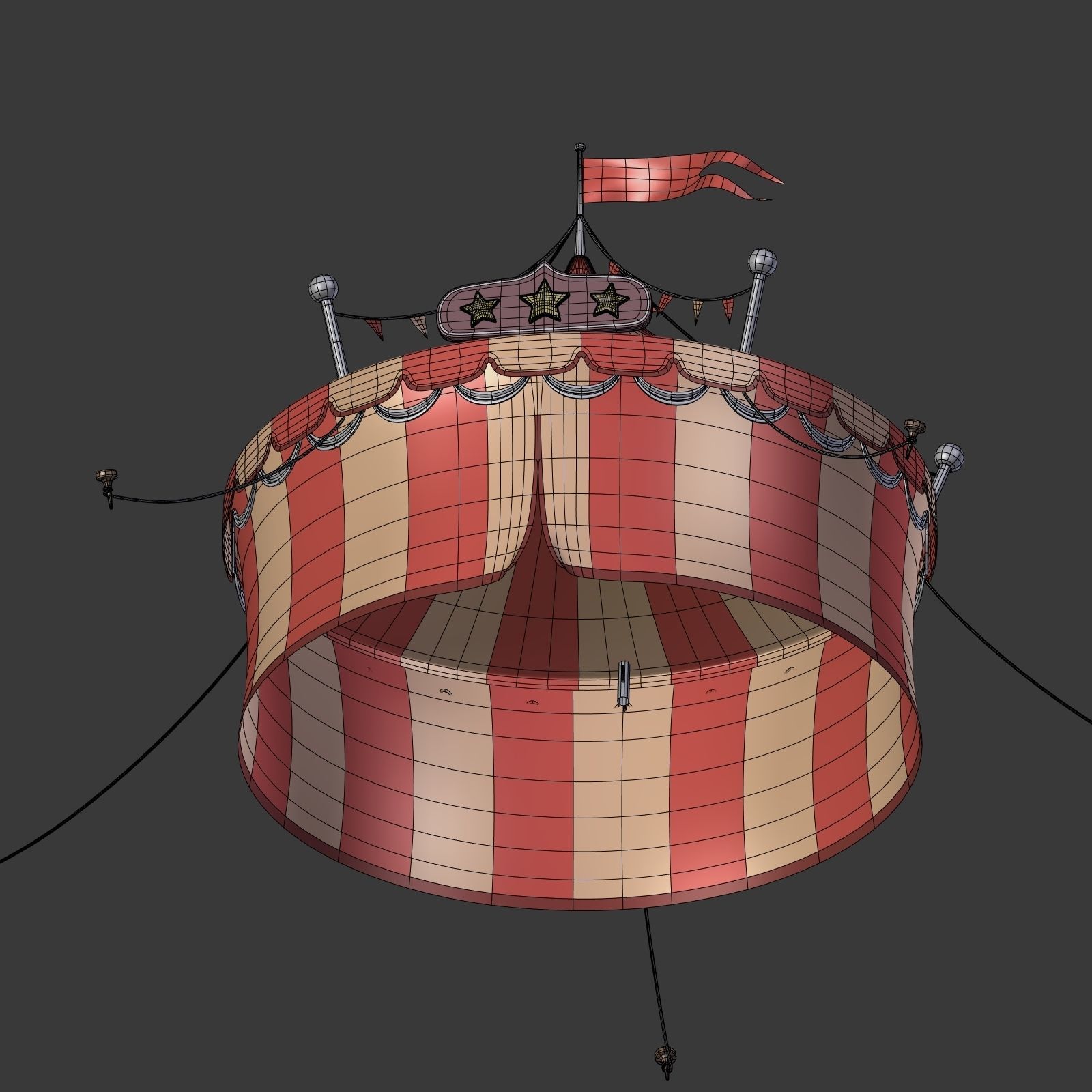 Circus Tent Low-poly 3D model_17