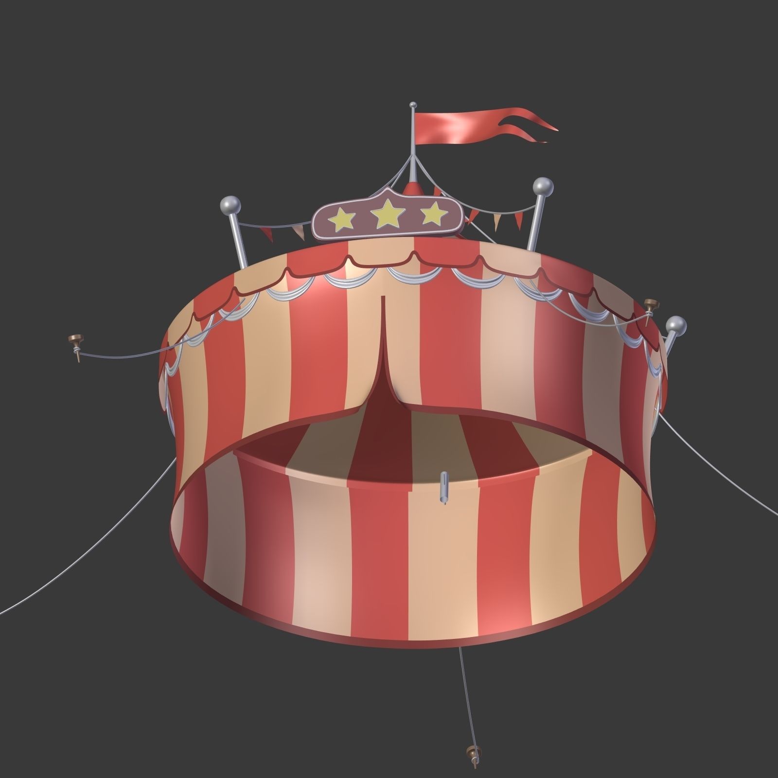 Circus Tent Low-poly 3D model_16