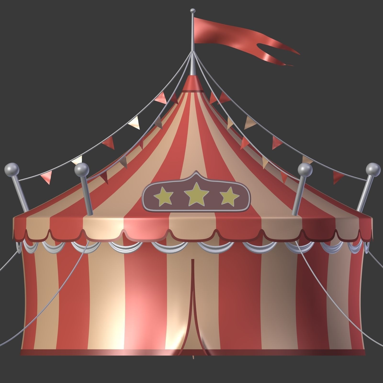 Circus Tent Low-poly 3D model_8