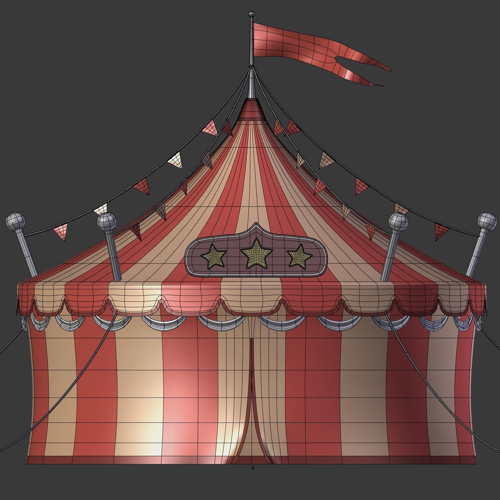 Circus Tent Low-poly 3D model_9