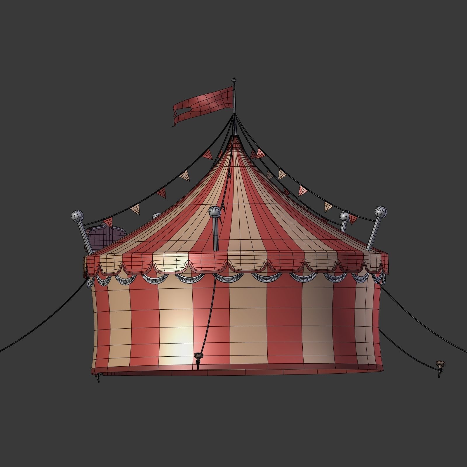 Circus Tent Low-poly 3D model_7