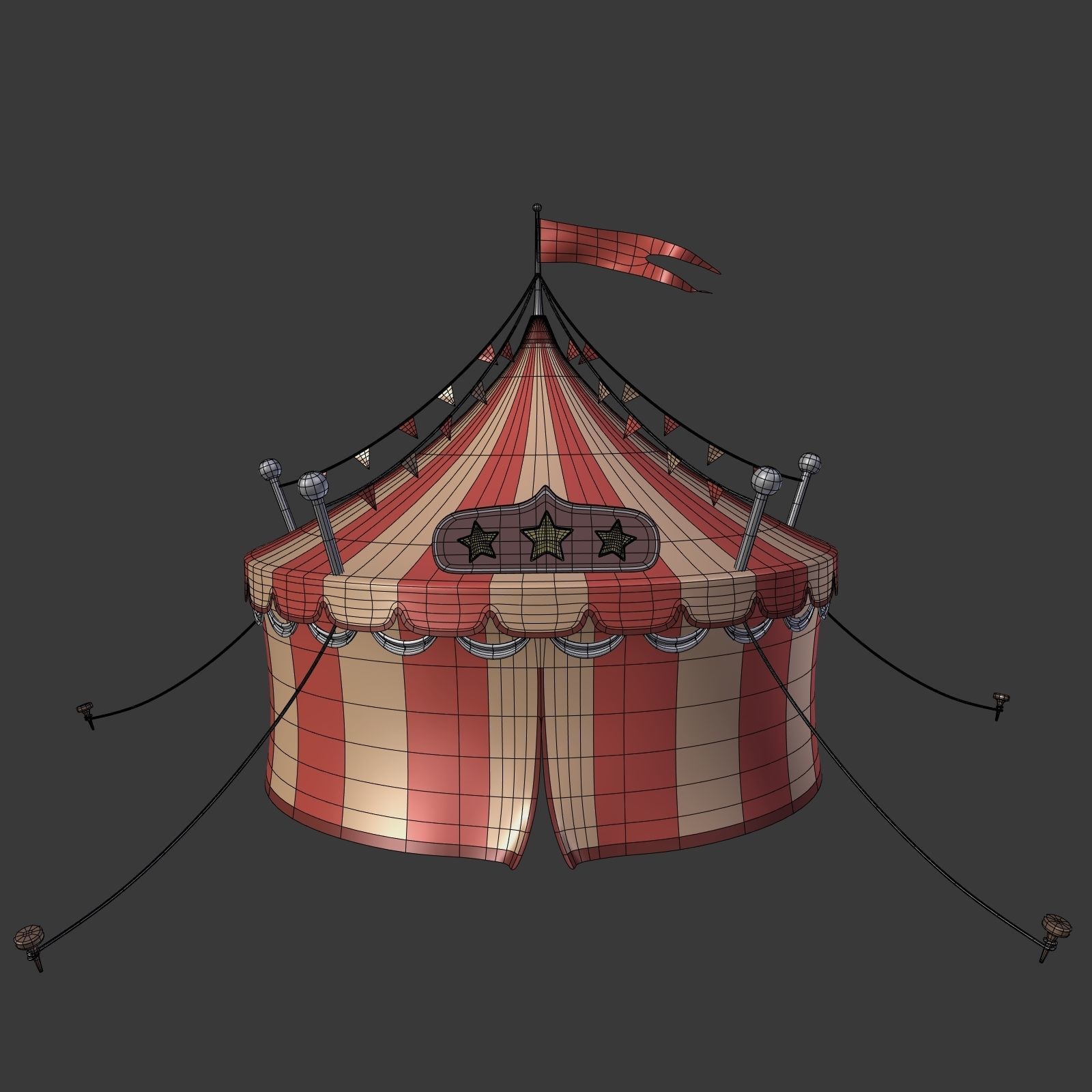 Circus Tent Low-poly 3D model_2