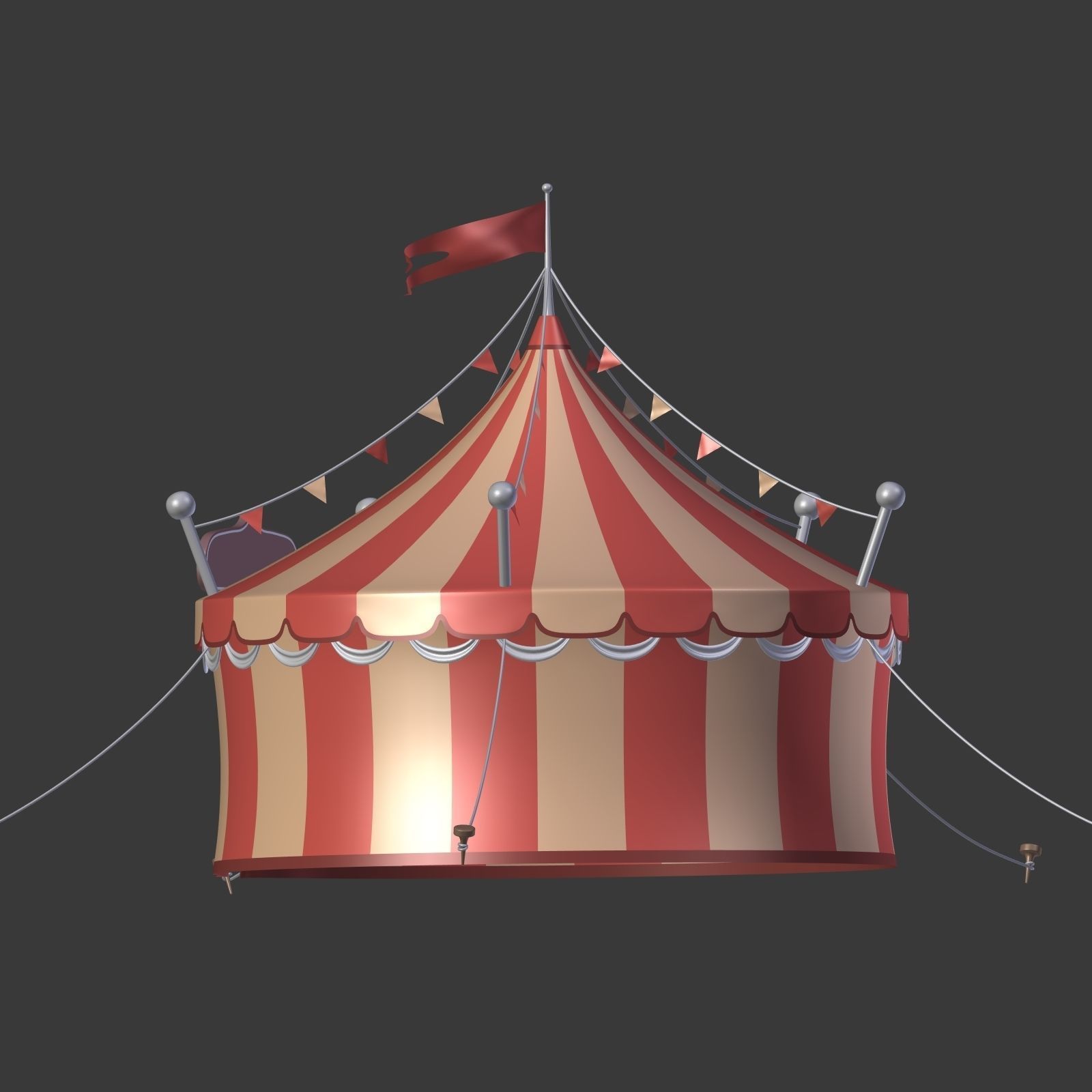 Circus Tent Low-poly 3D model_6