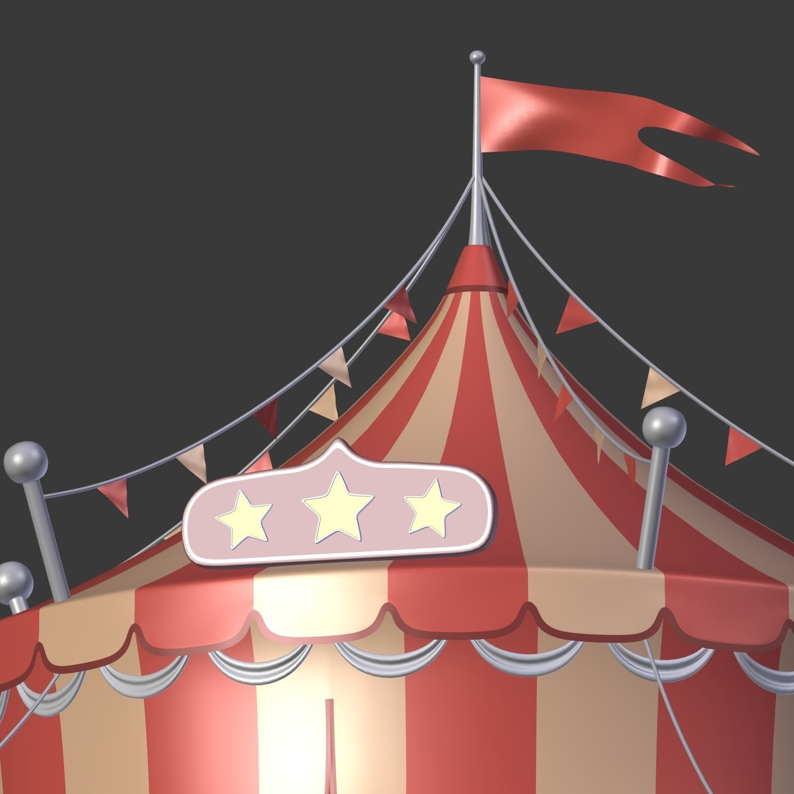 Circus Tent Low-poly 3D model_10