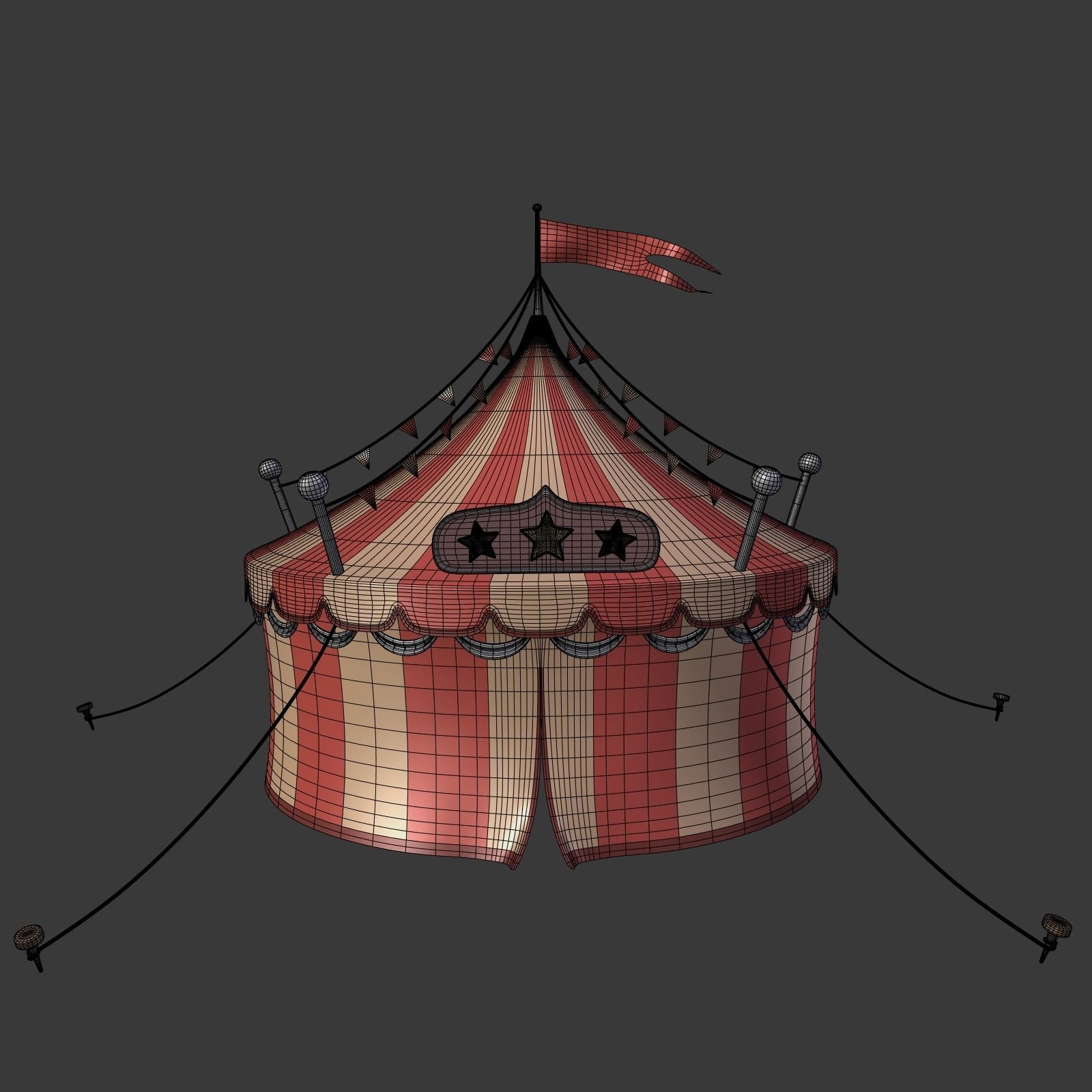 Circus Tent Low-poly 3D model_3