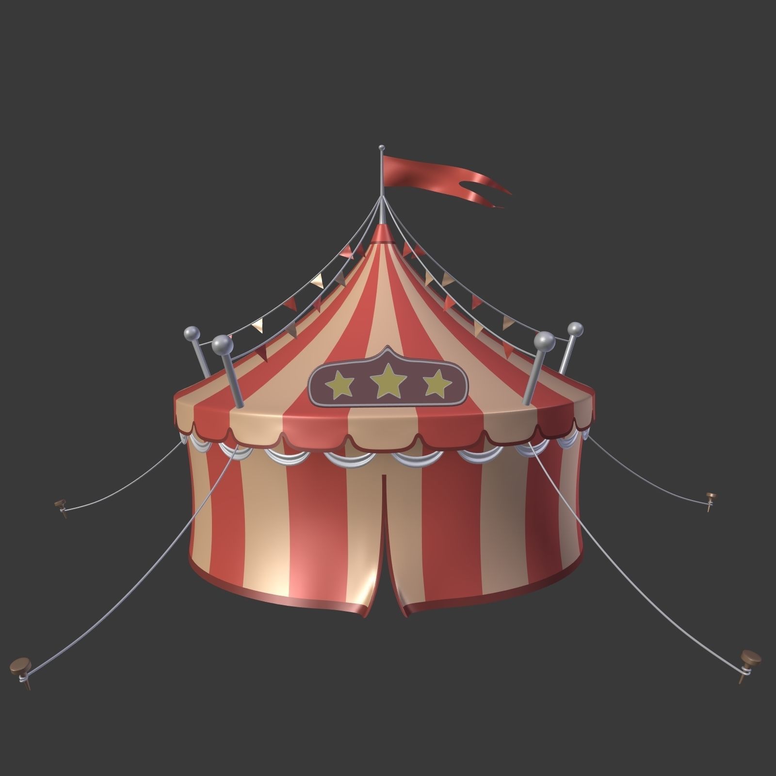 Circus Tent Low-poly 3D model_1