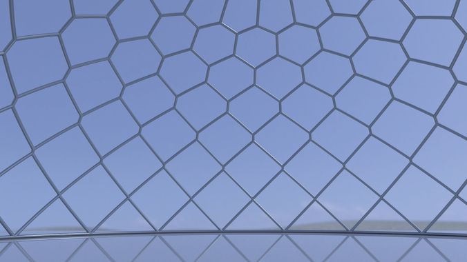 Dome Hexagonal Grid Triangles To Hexagon Pattern 3D Model