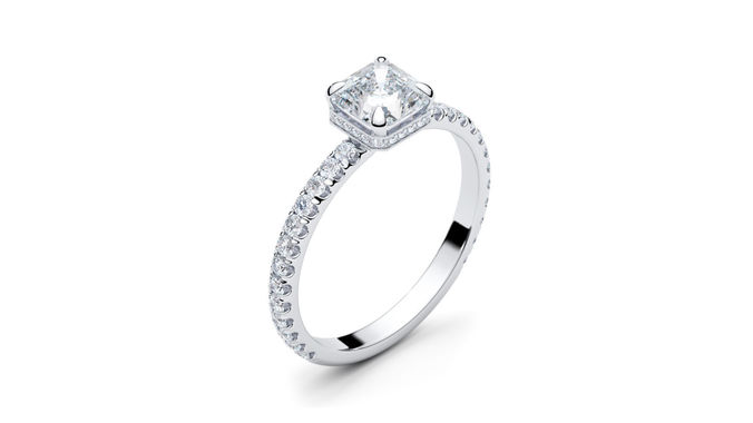 Engagement Halo Ring Asscher 3D print model