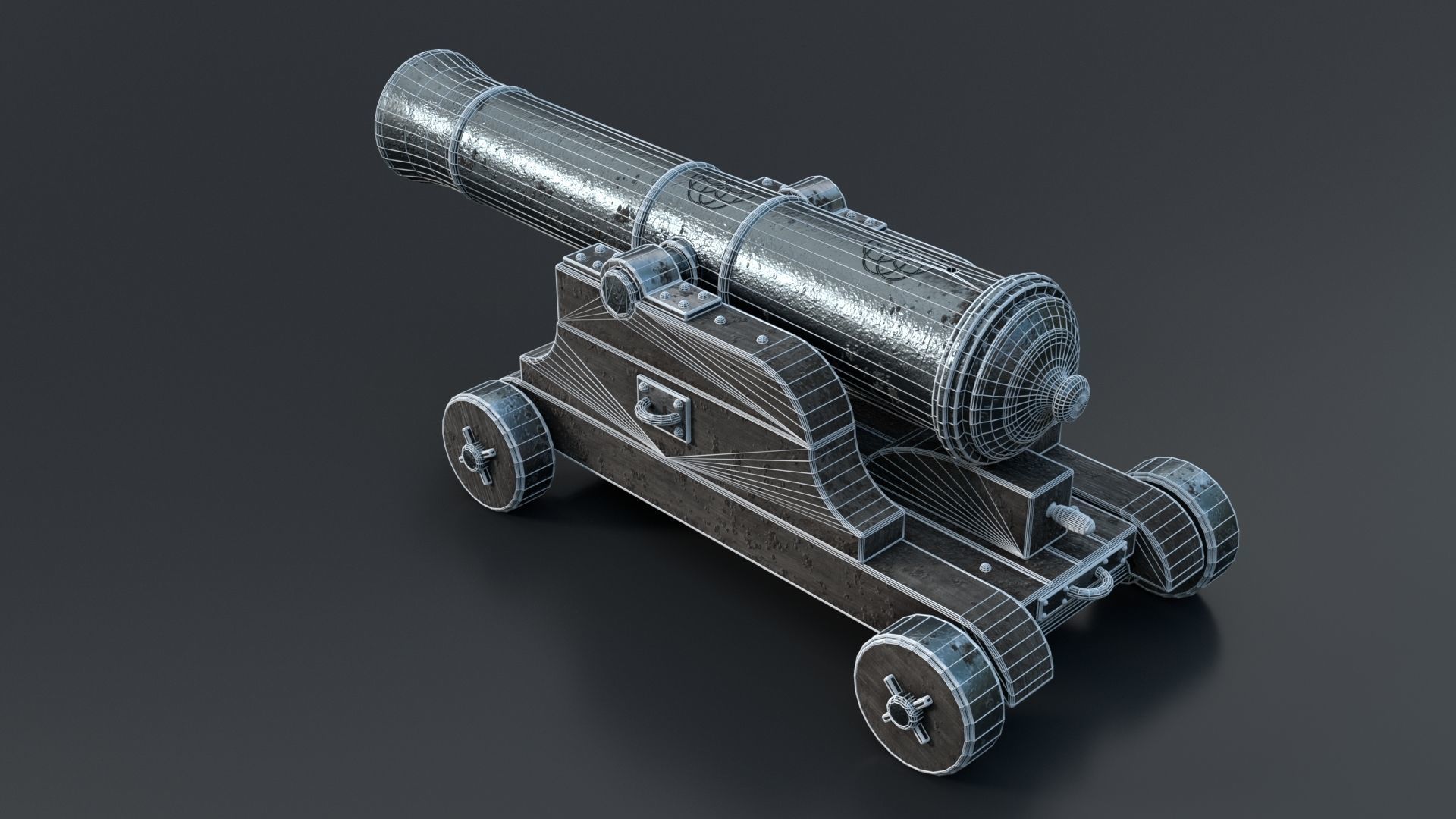 Medieval Cannon PBR 3D model_8