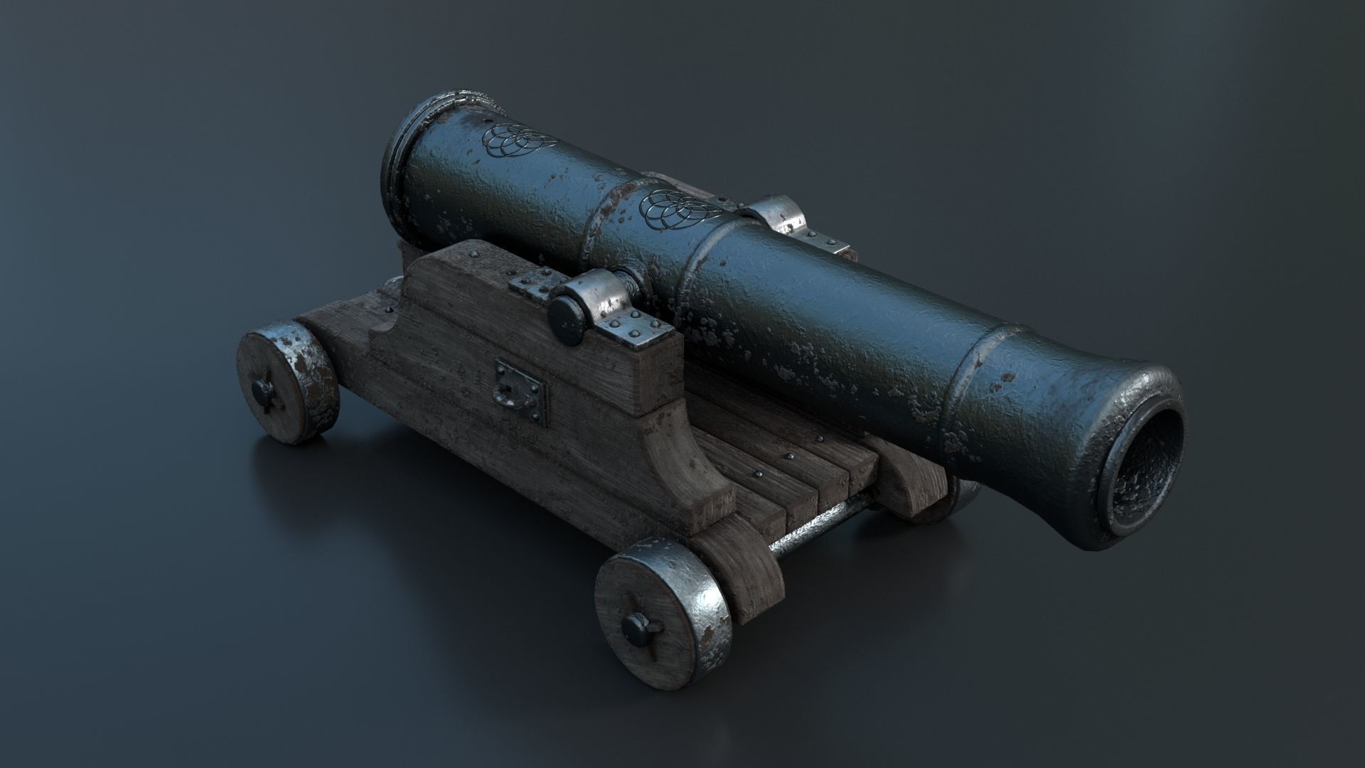 Medieval Cannon PBR 3D model_1