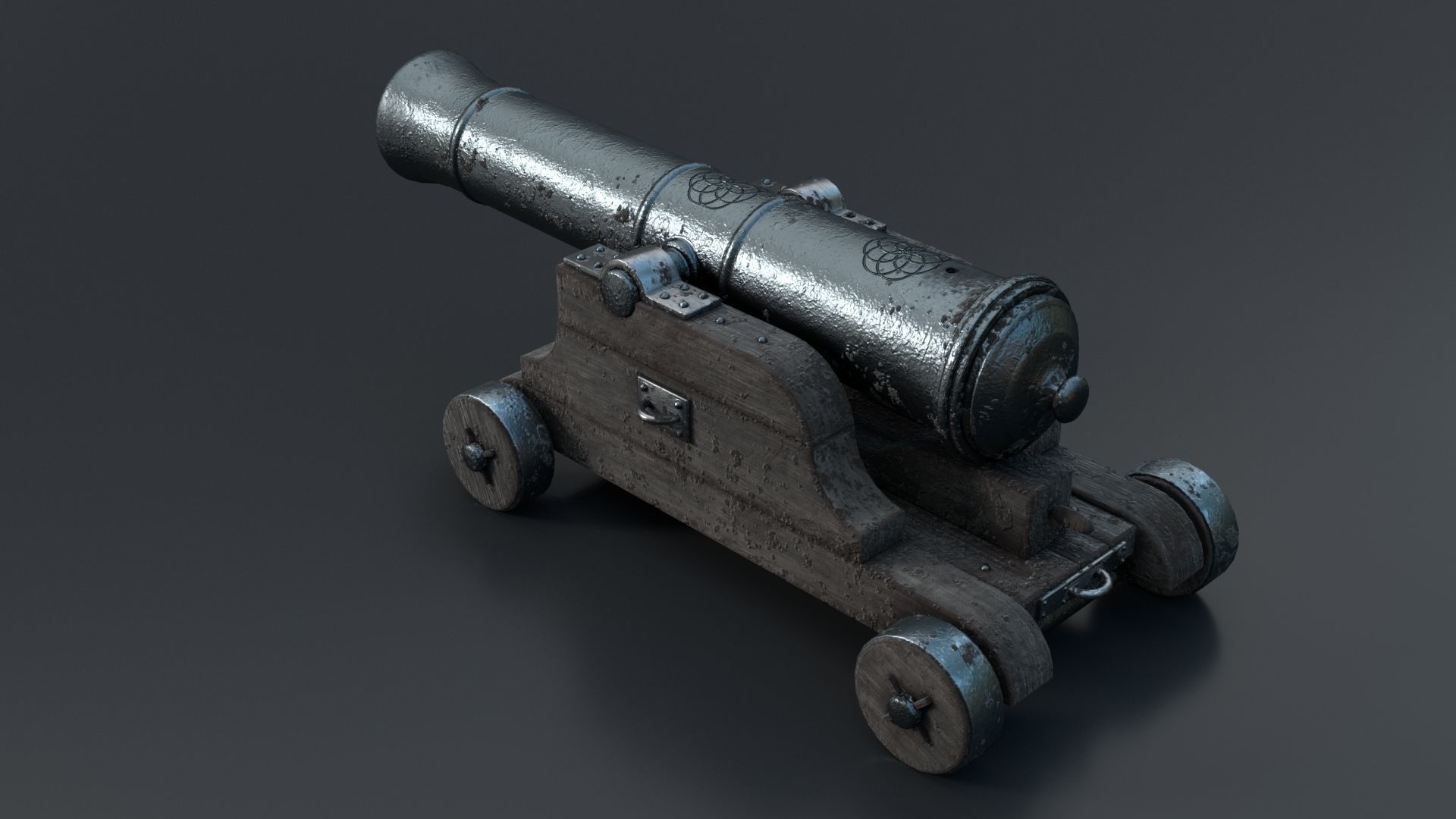 Medieval Cannon PBR 3D model_7